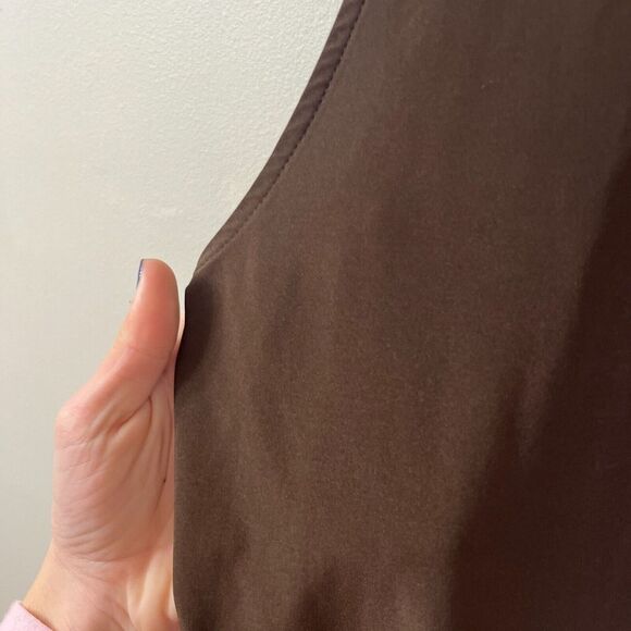 Vtg Y2K Cache Womens Top Brown Medium Collared Drawcord Ruched Sleeveless - Picture 7 of 7